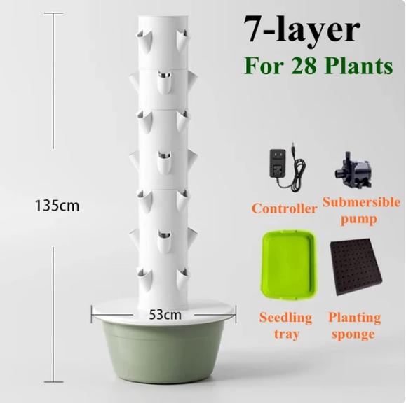 

Гидропонная башня Главная Вертикальное оборудование для выращивания растений без почвы Гидропонная система Интеллектуальная синхронизированная овощная сеялка 9Layers 36holes светло-зеленый