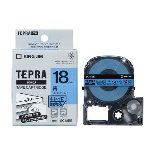 King Jim [Genuine] Tepra PRO Tape Cartridge Cleanly Peelable Label 18mm Blue Label/Black Letters Length 8m SC18BE