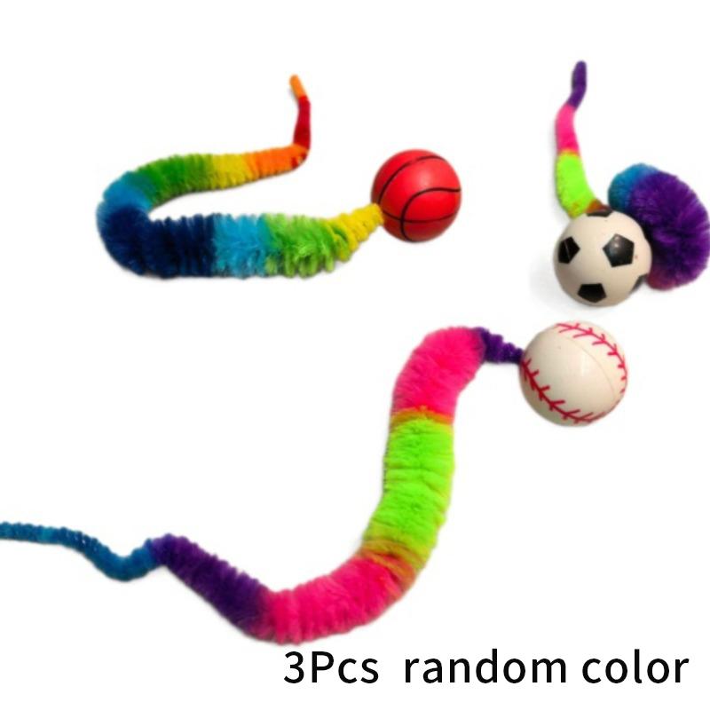 Cat Interactive Toys Tickle Cat Colorful Bouncing Ball Pet Supplies Puzzle Teasing Indoor Cat Worm Caterpillar Elastic Toy