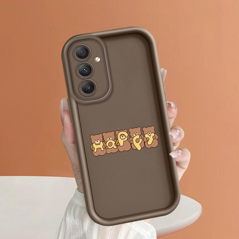 

Мягкий силиконовый квадратный чехол с рисунком лестницы для телефона, полное покрытие, противоударный защитный резиновый чехол для камеры для Samsung Samsung A35 5G коричневый