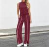 Women's 2-Piece Sleeveless Tank Top and Wide Leg Pant Set for Workout and Casual Wear