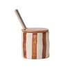 Vintage Ceramic Striped Hand Painted Spice Jars Set with Spoon Kitchen Storage Containers