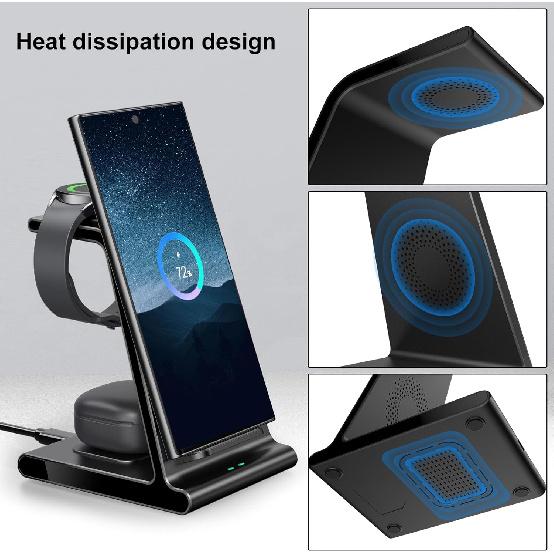 Wireless Charger for Samsung S25 Ultra, Charging Station for Galaxy S25/S24 Ultra/S24+/S24/S23/S22/Note 20/Z Flip 6/Fold 6, for Galaxy Watch