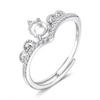 S925 Sterling Silver 4mm DIY Moissanite Princess Crown Ring