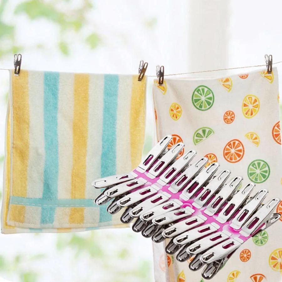 20Pcs Clothes Pegs Clamps Stainless Steel Clothespins Photos Metal Laundry Pegs Towel Sock Pins Hanger Sealing 4.5cm Clips