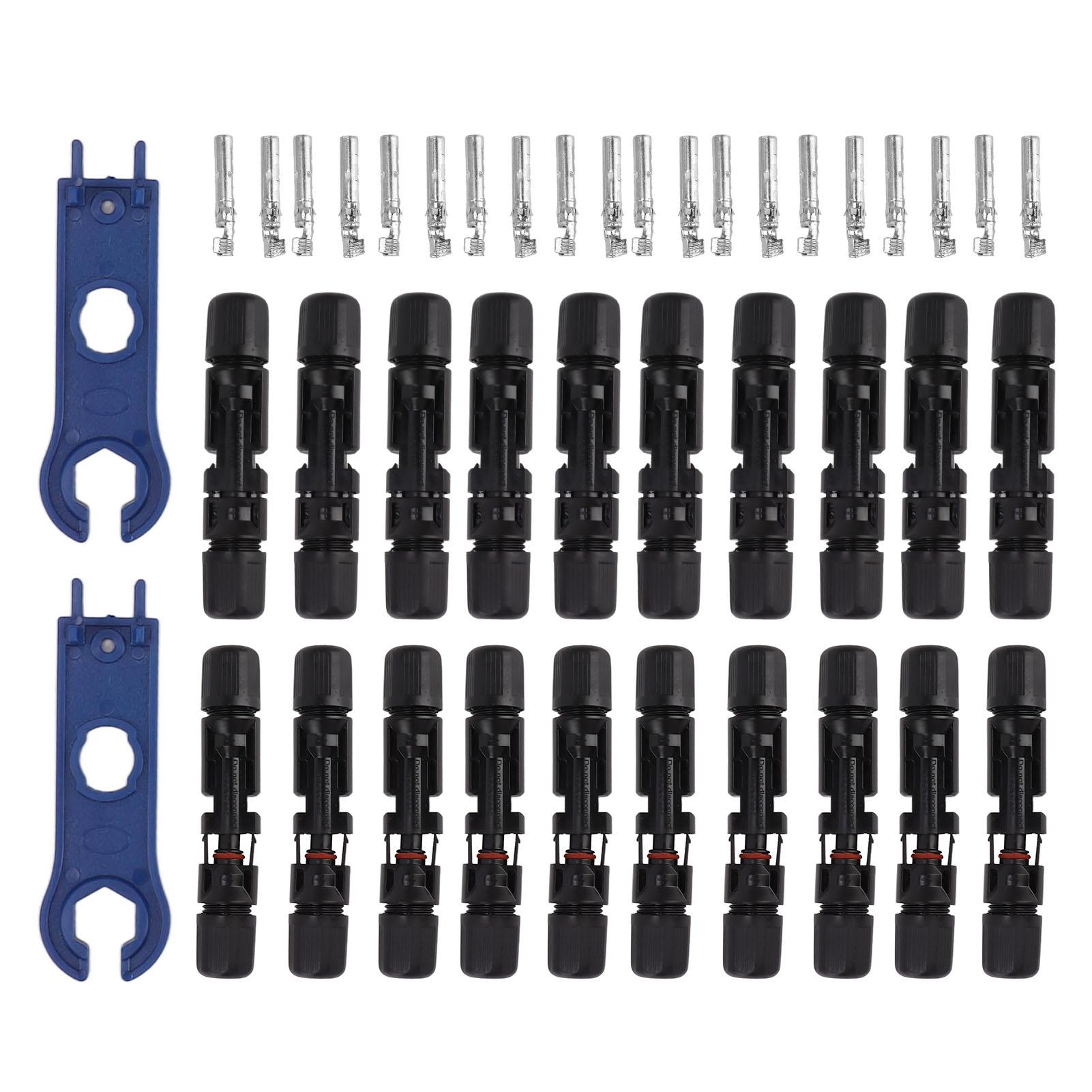 

Solar Connectors with 10 Pairs Male Female Plug Spanners Waterproof Flame Retardant Solar Panel Cable Connectors