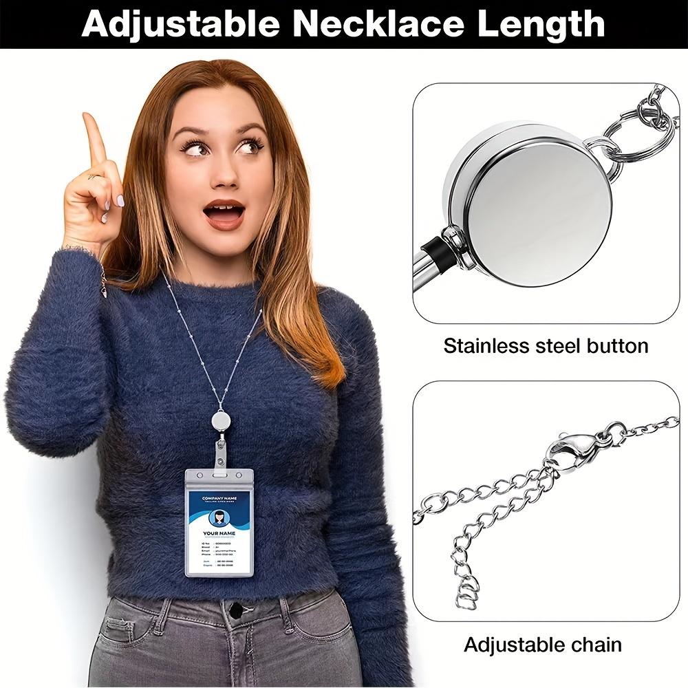 New Ball Bead Necklace Retractable Work Document Lanyard Sweater Chain Key Strap Necklace