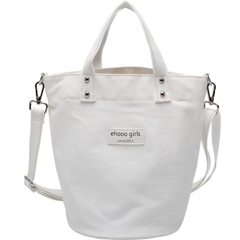 Ручная Сумка-Ведро, Женская Весенняя Новая Холщовая Сумка, Корейская Версия, Популярная в Instagram Тканевая Сумка, Модная Студенческая Сумка Через Плечо белый
