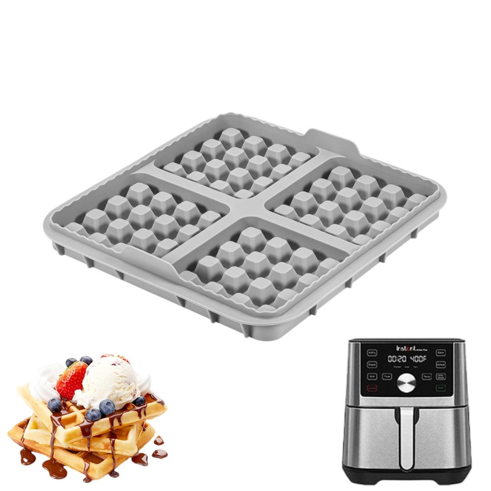 

(20.5см/8дюймов) Квадратные силиконовые формы для выпечки вафель в аэрофритюрнице или духовке, многоразовые кухонные формы для выпечки серый