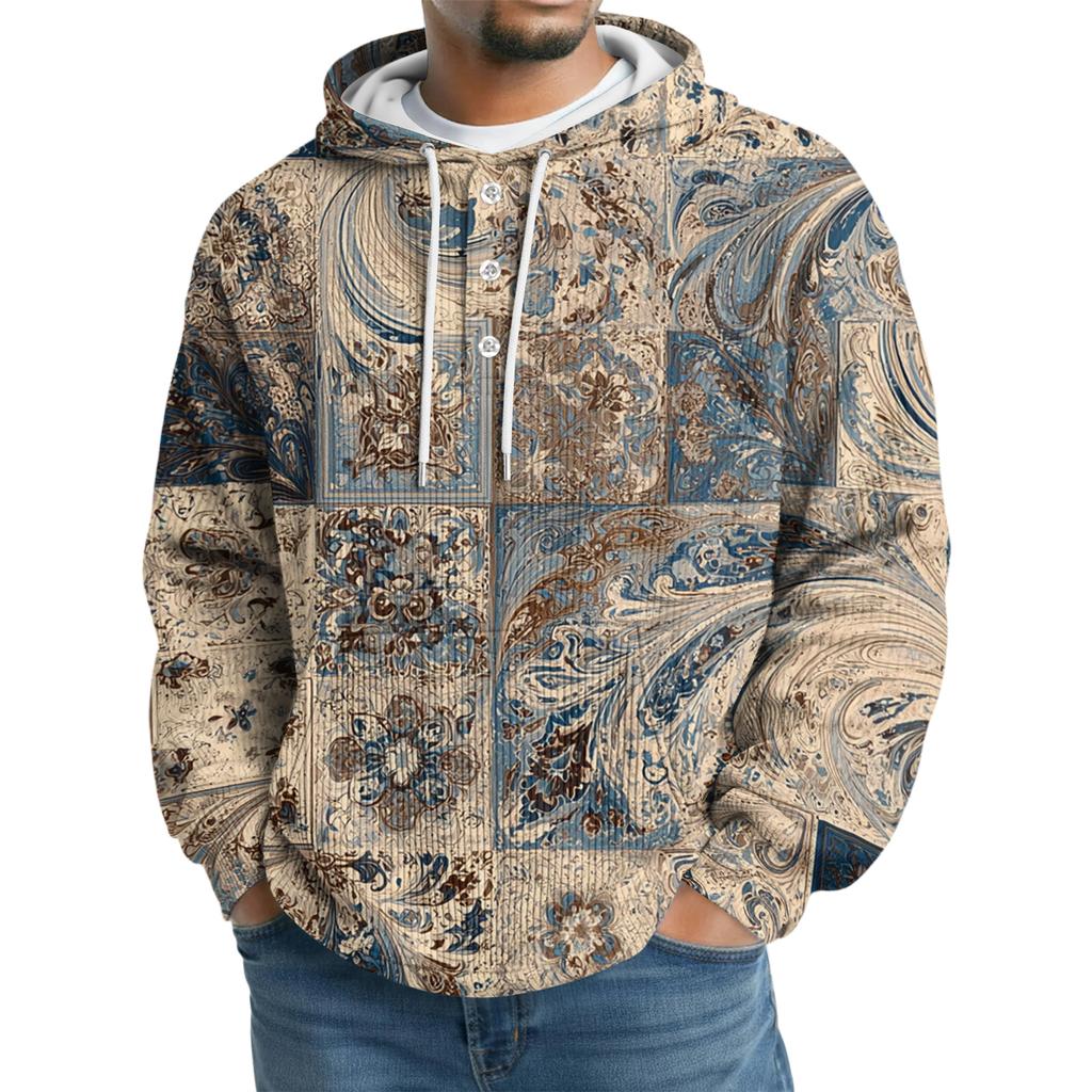 Pánská pletená mikina s kapucí, ležérní mikina s dlouhým rukávem