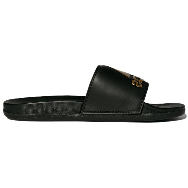 New Adidas Adilette Comfort Slides Core Black Gold Metallic GY1946