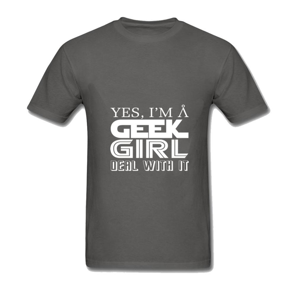 Men S T Shirts Cotton Short Sleeve O Neck Yes I Am A Geek Girl Deal