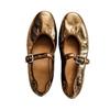 Schafslederversion~ Nische Retro Gold Wort Gürtel Mary Jane Einzelschuhe Damen Flachmund Flachsohlenschuhe Ballerinas Damen