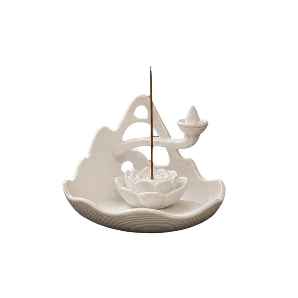 Plastic Lotus Incense Holder Mountain Lotus Design Backflow Incense Burner Spa