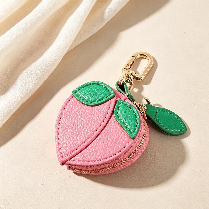 Strawberry Coin Purse: Cute PU Charm Pendant Mini Bag for Earphones and Accessories.