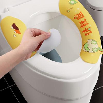 1 Pair Toilet Seat Cover Cartoon Washable Bathroom Toilet Seat Pad Cute Reusable Soft Thick Sticky Closestool Seat Mat