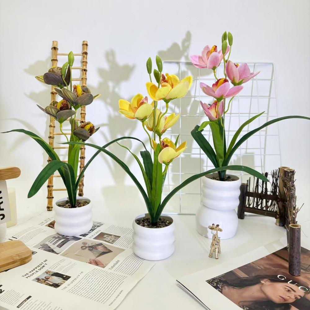 Simulation Cymbidium Faberi Rolfe Riverstones Bonsai For Photography Prop Use