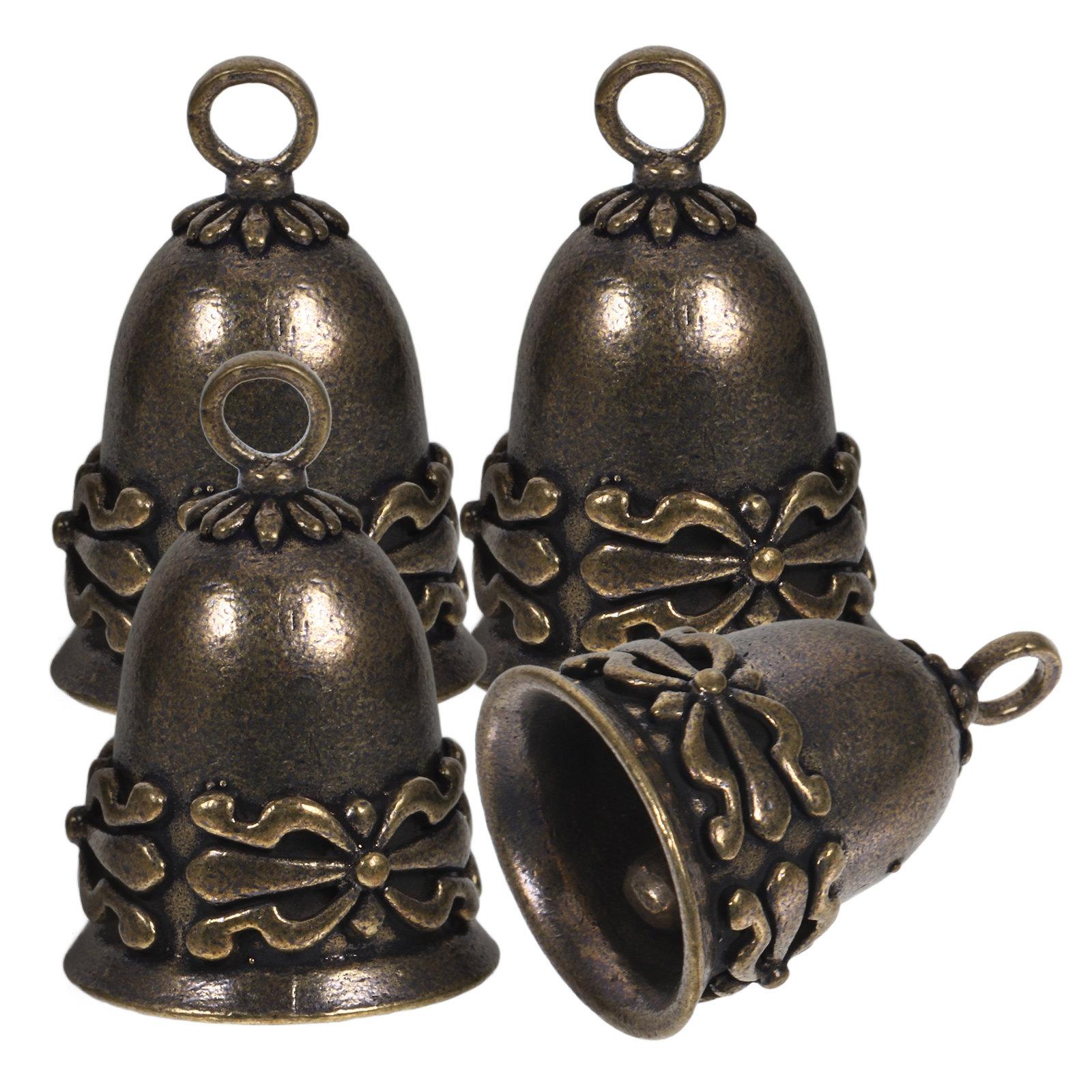 

4Pcs Vintage Bell Brass Pendant Retro Hanging Bells DIY Craft Charms Keychain Accessories Decorative Small Bells for Crafts other
