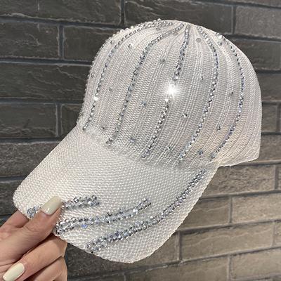 Casquette de baseball d'été pour enfants, chapeau à visière ajourée et respirante avec strass