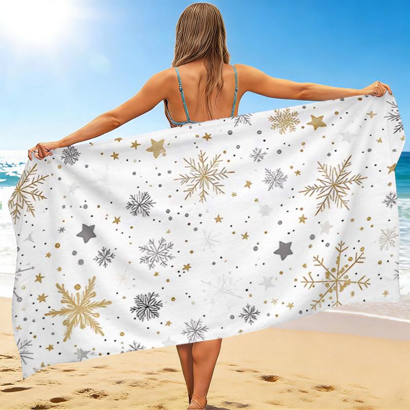 1Pc Winter Snowflakes Beach Towel Quick Dry Multiuse For Beach Pool Gym Yoga Home Travel Christmas Halloween Xmas Gift S153