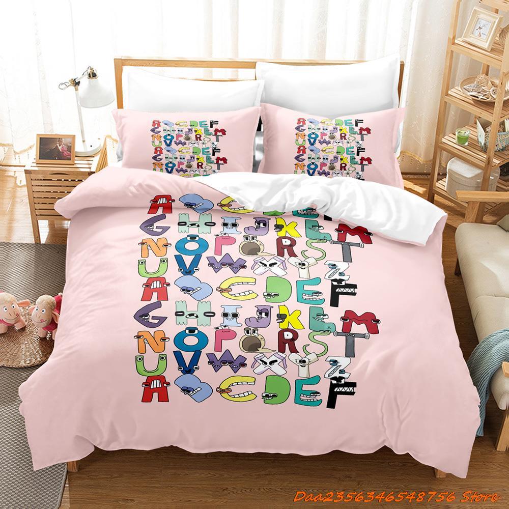 Comforter 26 Alphabet Lore Bedding Set Cartoon Anime Three-Piece Set Adult Kid Bedroom Duvet Sets Enlightenment 3D Print Kawaii
