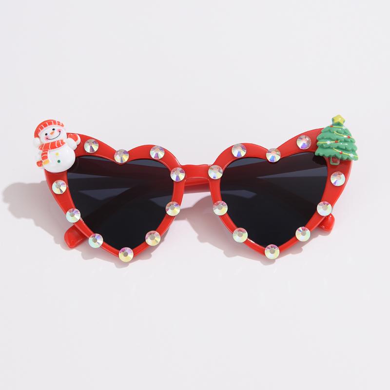 New Year Christmas Sunglasses Love Shaped Female Heart Sun Glasses Cartoon Christmas Tree Party Eyeglasses