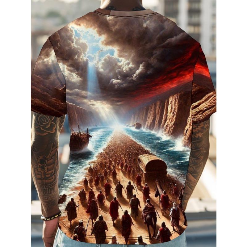 Men's 3D All-Over Print T-Shirt - Meditating Elephant Deity on for Lotus with Radiant Aura,
