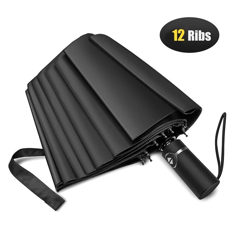 

Зонт автоматический 3 складной зонт дождь женщины ветрозащитный дорожный деловой мужской каркас 12K большой зонт для улицы