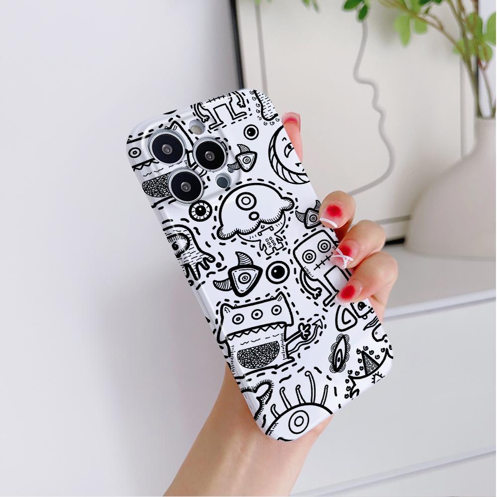 All-inclusive Film Phone Case Cartoon Fashion Design Hard Shell Full Cover Camera Protection Case for iPhone Huawei Honor Vivo Google