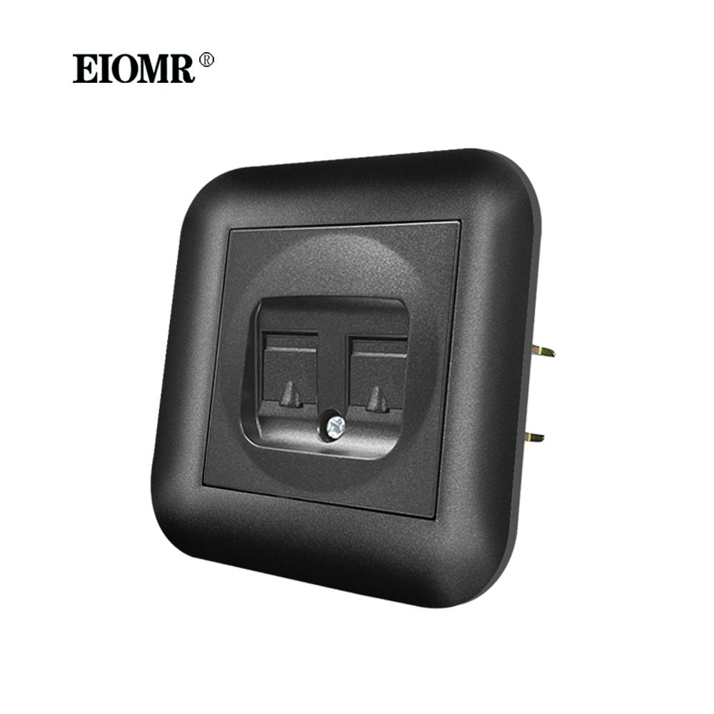 EIOMR EU Standard Power Socket with Iron Claw Black Flame Retardant PC Panel 110-250V Wall Socket 16A Suitable for Round Box