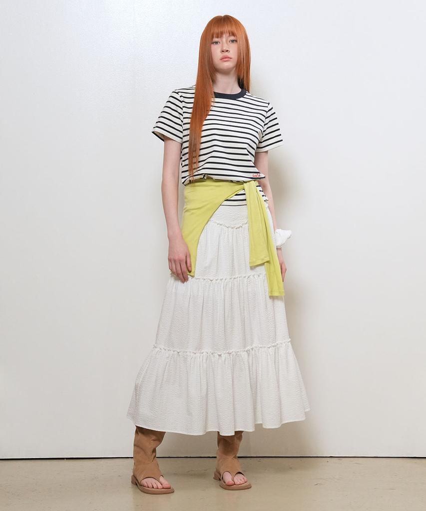 GENERALIDEA Color Block Stripe Short Sleeve T-Shirt [White] / Gf2Lts522