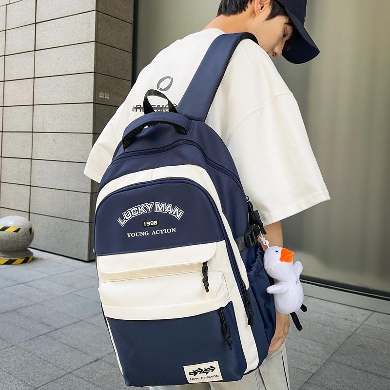 College style color matching letter large capacity student schoolbag new thickened trendy cool backpack