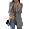 Costume de bureau mode pour femme Couleur unie Sans bouton Revers Coupe ajustée Blazer Manteau