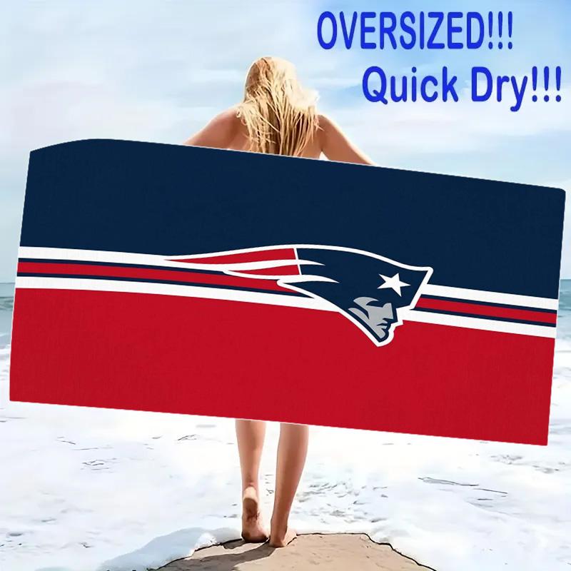 New England Patriots Print Beach Towel, Large Soft Quick Dry Towel for Beach Camping Swimming