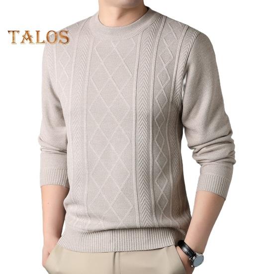 Осенне-зимний свитер с круглым вырезом, длинными рукавами, однотонный, плотный, эластичный, свободный, вязаный, теплый, средней длины, повседневный топ M бежевый