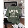 America California Printed Washed T-Shirt Mens Cotton Oversized T Shirt Casual O-Neck Short Sleeve Tops Basic Male Tees