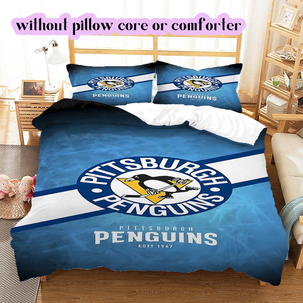 Ice Hockey Logo Pattern Bedding Quilt Set Quilt Cover Pillowcase Home Decoration Birthday Gift (1*duvet Cover+ 2*pillowcase, Without Core)