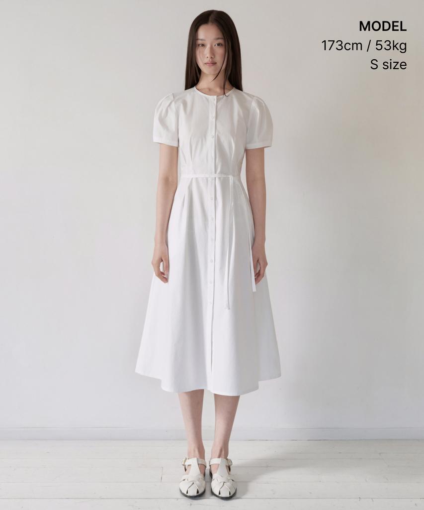 Musinsa Standard Woman Women'S Poplin Puff Sleeve Long Dress [White]