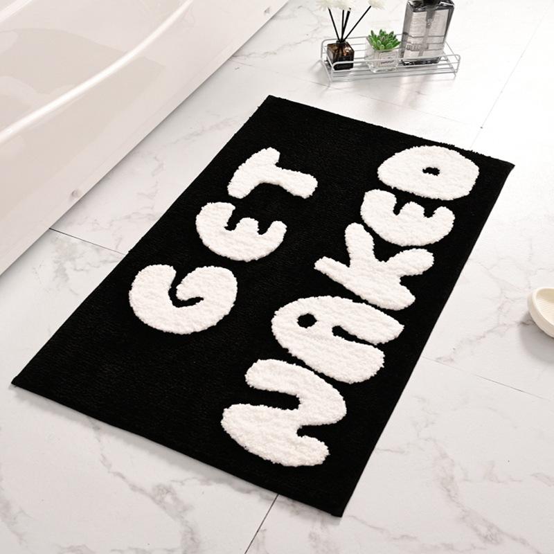 Inyahome 50x80cm Get Naked Bath Mats Pink Floor Rugs Non-Slip Quick Water Absorption for Bedroom Bathroon Door Mat Living Room