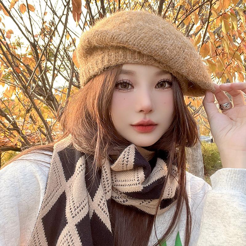 Beret autumn and winter face little girl painter hat versatile classic British retro newsboy hat