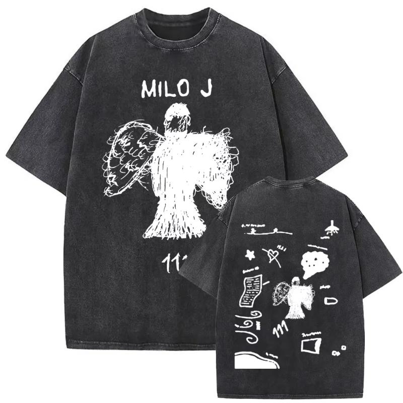 Washed Vintage Rapper Milo J Music Album Logo Merch Tshirt Unisex Women Hip Hop Fashion Oversized T Shirts Streetwear
