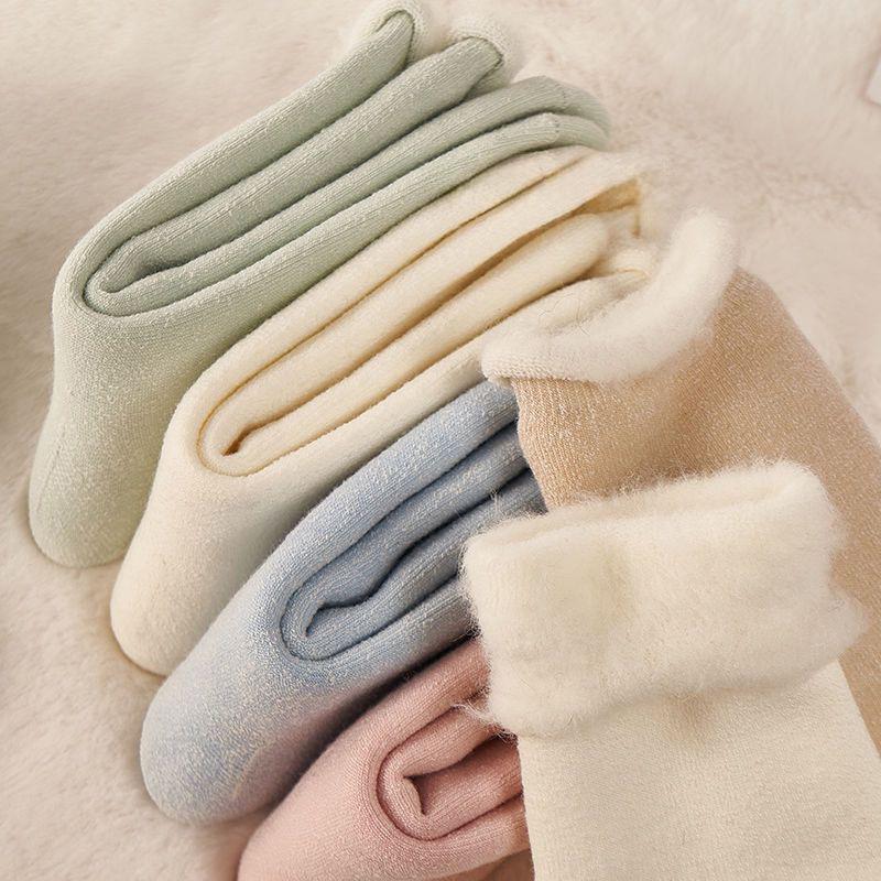 Women's Warm Fleece-Lined Rolled-Edge Winter Socks - Cold-Resistant, Thickened Cashmere Floor and Sleeping Socks.