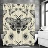 Moth Floral Shower Curtain, Bathroom Decorative Shower Curtain, Waterproof Shower Curtain with Hooks