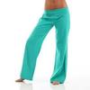 Dames Oranje & Groene Wijde Pijpen Elastische Taille Stretch Broeken