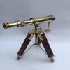 25.4 Cm Nautical Marine Spyglass Brass Telescope On Wooden Tripod Stand