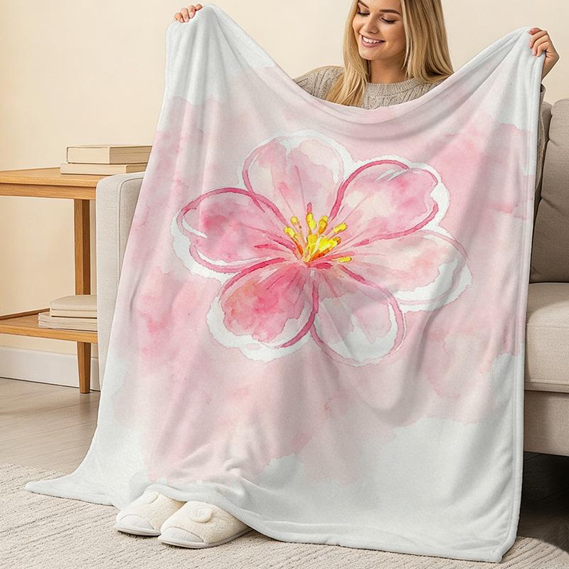 Thick & Warm Flannel Blanket Soft Skin-friendly Floral Design, All Seasons Use, Ideal for Home, Guest Room Single Backup, Christmas & Halloween