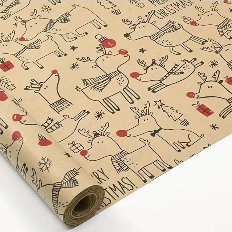 43cm X 300cm 1 Roll Christma Gift Wrapping Paper Roll Large Rolls Packaging Craft Paper for DIY Gifts Handmade Gift Wrapping