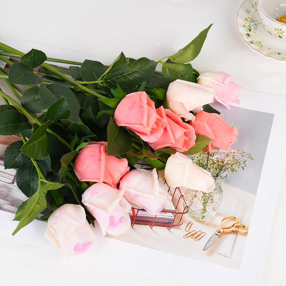 Feel Moisturized Bud Rose Simulation Flower Single Rose Home Decoration Valentine'S Day Gift Bud Rose