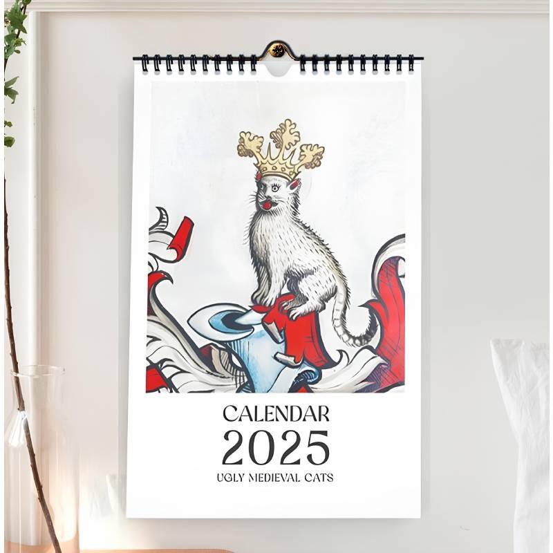 Medieval 2025 Ugly Cats Calendar Calendary Ornament Christmas Garnish Pendant