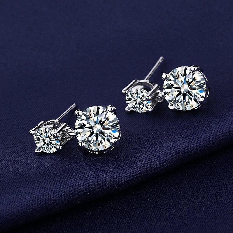 Korean Version Of Earrings For Women, Copper Inlaid Zircon Geometric Earrings, Fashionable And Simple Round Stud Earrings